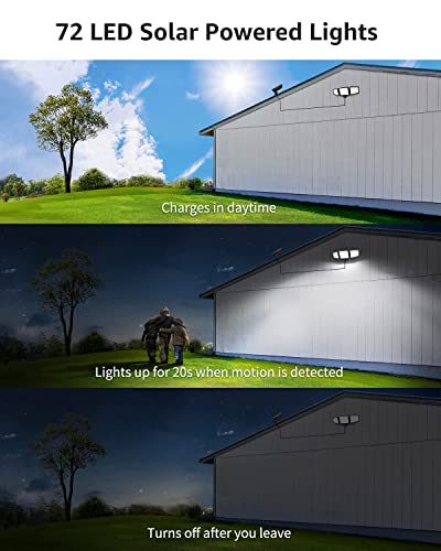 Lepro Solar Flood Lights Outdoor, WL5000 Motion Activated Security Lights, Separate Solar Panel, 3 Adjustable Head 270° Wide Lighting Angle, IP65 Waterproof Wall Lamp for Porch Yard Garage, 2 Packs