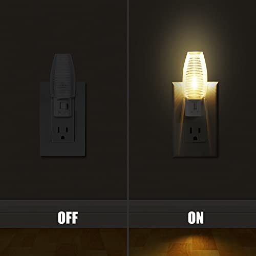 Emotionlite Plug in Night Light, Manual On Off Switch, Warm White LED Nightlight, Kids, Nursery, Bedroom, Bathroom, Hallway, Stairs, Kitchen, UL Listed, 6 Pack